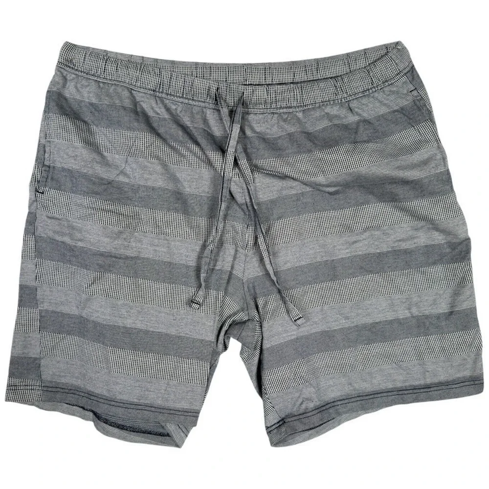 Caribbean Men's Drawstring Shorts Gray Striped 100% Cotton Size XL